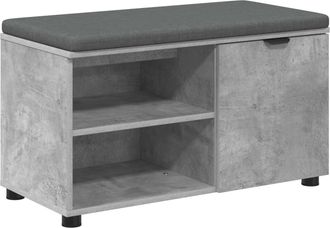 vidaXL Banco De Entrada Con Coj&iacute;n Gris Concreto 80 X 38 X 46 Cm Vidaxl
