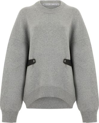 Alexander Wang Detail Sweater - Dames - Ronde hals truien - Grijs - L - Katoen - Truien & Vesten
