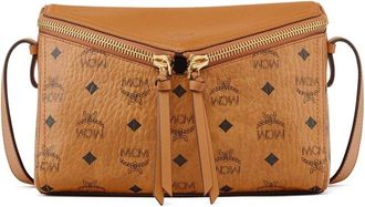 MCM Diamanten 3D Schoudertas in Visetos Leder Mix - Dames - Schoudertassen - Bruin - ONE Size - Leer - Tassen