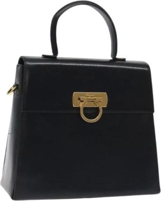 Ferragamo Pre-owned Handbags, female, Black, Size: ONE SIZE Pre-owned Leather Handbag