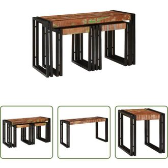 vidaXL Tavoli industriali - Tavolo Nesting 3 pcs Legno Riciclato Massello e Metallo