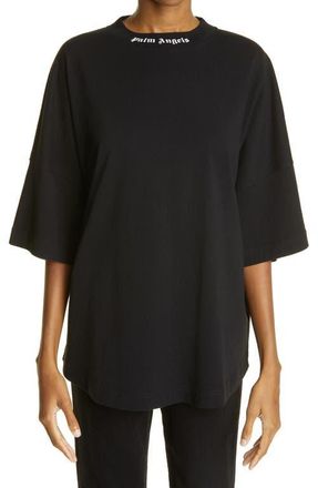 Palm Angels Back Logo Oversize Cotton Graphic Tee in Black White at Nordstrom, Size Small