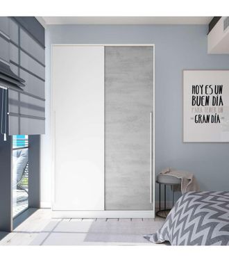 F.R.S. Armario Ropero Arieta Puertas Correderas Blanco Artik Y Cemento. 200cm(alto) 120cm(ancho) 50cm(fondo)