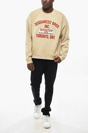 Dsquared2 Felpa Girocollo Relaxed Fit con Logo Ricamato Dsquared2