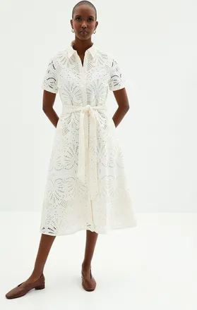 Contemporaine Womens Broderie anglaise midi shirtdress