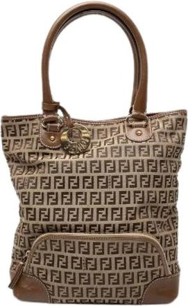 Fendi Pre-owned Handbags, female, Beige, Size: ONE SIZE Pre-owned Canvas Handbag