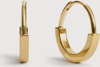 Monica Vinader Gold MV Linear Small Hoop Earrings