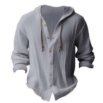 Generic Hoodie for Men - Cotton Hooded T Shirts Solid Long Sleeve Regular Fit Button Down Drawstring Shirt Gym Hoodie Workout Sweatshirt Muscle Sweater Lightw