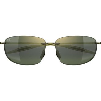 Maui Jim 64mm Oversize PolarizedPlus2 Rectangular Sunglasses in Green at Nordstrom