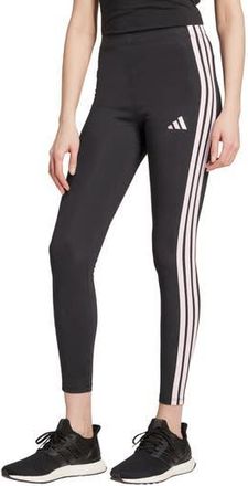 adidas 3-Stripe Leggings in Black/Clear Pink at Nordstrom Rack, Size X-Large
