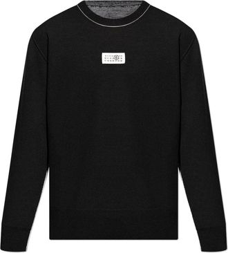 Maison Margiela Trui met logopatch - Heren - Ronde hals truien - Zwart - L - Wol - Truien & Vesten