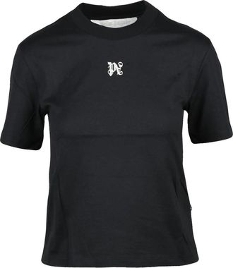 Palm Angels Black Cotton Gothic T-Shirt