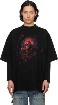 VETEMENTS T-Shirts, male, Black, Size: XL Boxy Graphic Print