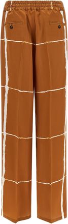 Kiton Graphic-Striped Silk Trousers - Brown