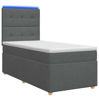 vidaXL Cama De Muelles Con Led Y Colch&oacute;n Gris Oscuro 90 X 190 Cm Tela Vidaxl