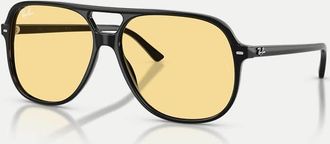 Ray-Ban Bill - Occhiali da sole quadrati neri con lenti gialle-Nero