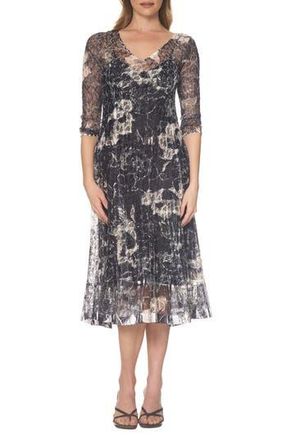 Komarov Lace Overlay Cocktail Dress in Ebony Spray at Nordstrom Rack, Size X-Large