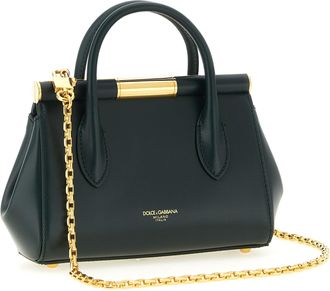 Dolce & Gabbana Womens Marlene Top Handle Bag Green Calfskin Leather
