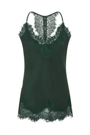 Gold Hawk Womens Lucy Lace Silk Trim Cami In Hunter Green