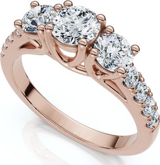 Pompeii3 1 1/4Ct Three Stone Diamond Engagement Ring 14k Gold or Platinum Lab Grown