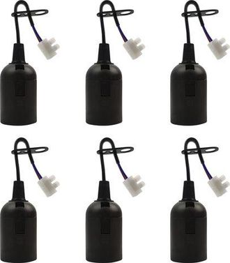 OEM 6 Portalampade E27 Da 4a 250v, Portalampade Di Ricambio Per Lampadine A Incandescenza E Led O Per Uso Industriale (max. 60w/nero)