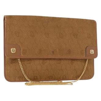 Dior Pre-owned Honeycomb Canvas Schoudertas - Dames - Pre-owned - Bruin - Maat: ONE Size Leer