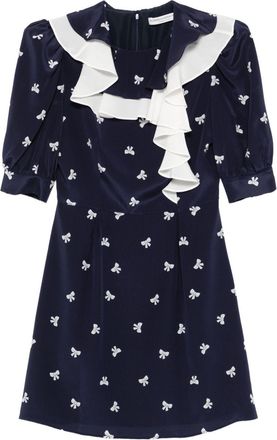 Alessandra Rich Bow-Print Mini Dress - Womens - Silk/Polyamide/Polyester