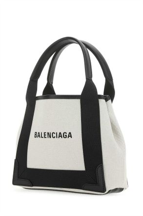 Balenciaga Womens Two-Tone Canvas Small Cobas Navy Handbag 9260 T Cotton Borse A Mano Bag