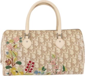 Dior Vintage Boston Diorissimo Canvas Beige Canvas Handbag (Pre-Owned)