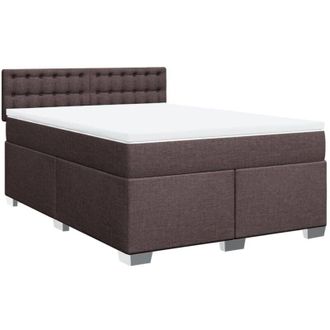 vidaXL Vidaxl - Cama Box Spring Con Colch&oacute;n Tela Marr&oacute;n Oscuro 140x200 Cm