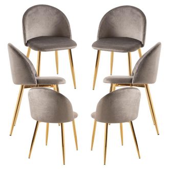Regalos Miguel Regalos Miguel - Packs Sillas Comedor - Pack 6 Sillas Vint Terciopelo Golden - Gris Claro