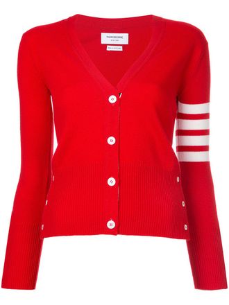 Thom Browne Cardigan con manica a righe - Rosso