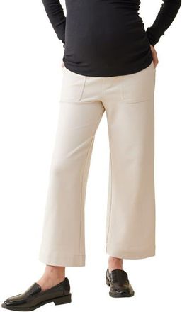 Ingrid & Isabel Crop Wide Leg Maternity Pants in Stone at Nordstrom, Size X-Large