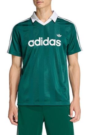 adidas Short Sleeve Stripe Soccer Jersey in Collegiate Green at Nordstrom, Size Xx-Large