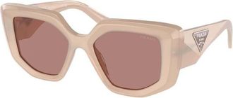 Prada Light Brown Irregular Ladies Sunglasses PR 14ZS 19R10D 50