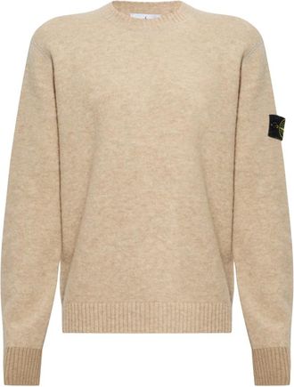 Stone Island Truien & Vesten, Heren, Beige, XL, Wol, Crew Neck Sweater