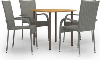 vidaXL Set De Muebles De Comedor De Jard&iacute;n 5 Piezas Rat&aacute;n Pe Gris Vidaxl