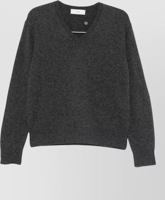 Dunst wool cashmere ribbed v-neck long-sleeve jumper