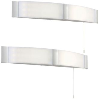 Loops 2 PACK LED Bathroom Wall Light 2x 6W Cool White IP44 Curved Chrome Mirror Lamp