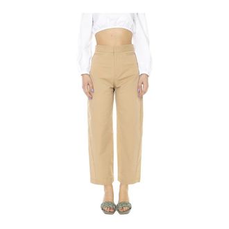 Elvine Cropped Broek - Dames - Vrijetijds broeken - Beige - W26 - Katoen - Broeken