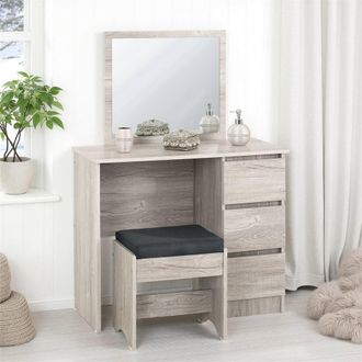 Seconique Malvern 3 Drawer Dressing Table Set - Urban Snow in Light Grey