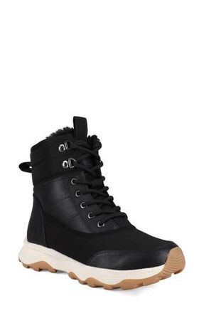 Santana Canada Sokul Faux Fur Lined Lace-Up Boot in Black Smooth at Nordstrom Rack, Size 9