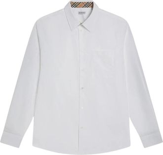 Burberry Cotton Poplin Shirt - Heren - Casual Overhemden - Wit - S - Katoen - Overhemden