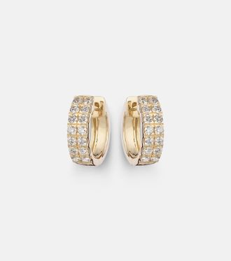 Stone and Strand Twin 14kt gold earrings with diamonds