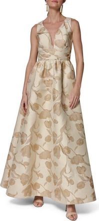 DKNY Floral Metallic Jacquard Gown in Gold Multi at Nordstrom, Size 10