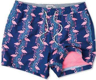 Party Pants Flamingles Party Starter 5-Inch Swim Trunks in Navy Blue at Nordstrom, Size Xx-Large