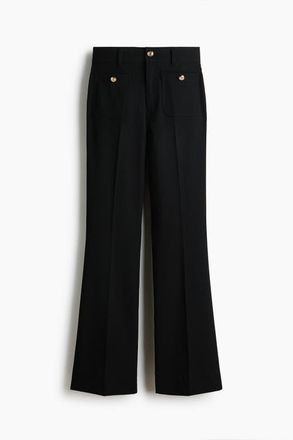 H&M Flared Twill Trousers in Black at Nordstrom, Size 18