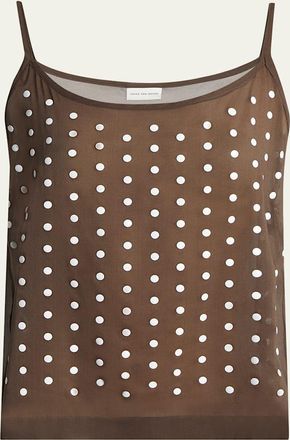 Dries Van Noten Calipso Polka-Dot Printed Sheer Cami Top