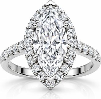 Pompeii3 1 3/8ct Marquise Halo Diamond Ring 14K White Gold Size Selectable