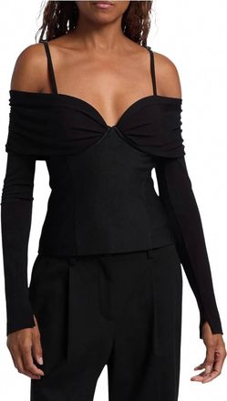Jonathan Simkhai Hazel Off-The-Shoulder Sweetheart Top In Black